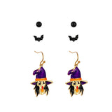 Halloween Earrings Set Bat Wings Pumpkin Witch Spider Ghost Acrylic Jewelry