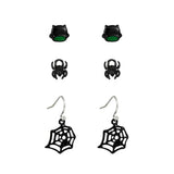 Halloween Earrings Set Bat Wings Pumpkin Witch Spider Ghost Acrylic Jewelry