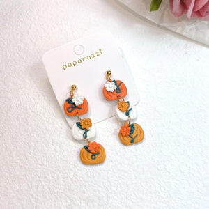 Halloween Pumpkin Hat Clay Earrings Funny Girl Polymer Clay Earrings