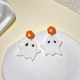 Halloween Pumpkin Hat Clay Earrings Funny Girl Polymer Clay Earrings