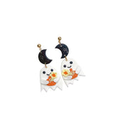 Halloween Pumpkin Hat Clay Earrings Funny Girl Polymer Clay Earrings