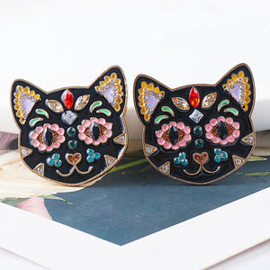 Halloween Evil Cat Crystal Earrings Party Jewelry Gift