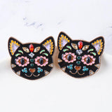 Halloween Evil Cat Crystal Earrings Party Jewelry Gift