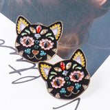 Halloween Evil Cat Crystal Earrings Party Jewelry Gift