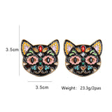 Halloween Evil Cat Crystal Earrings Party Jewelry Gift