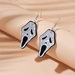 Spooky Skull Ghost Head Earrings Exaggerated Halloween Ear Jewelry