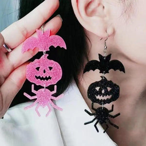 Exaggerate Long Bat Pumpkin Spider Shape Acrylic Women Earrings