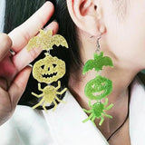 Exaggerate Long Bat Pumpkin Spider Shape Acrylic Women Earrings