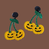 Cherry Pumpkin Drop Earrings Women Halloween Costume Cosplay Skull Ghost Dangle
