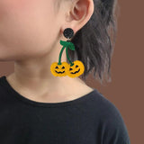 Cherry Pumpkin Drop Earrings Women Halloween Costume Cosplay Skull Ghost Dangle