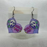 Yungqi Acrylic Heart Skull Dangle Earring Halloween Drop Earrings