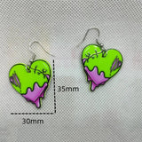 Yungqi Acrylic Heart Skull Dangle Earring Halloween Drop Earrings