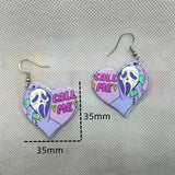 Yungqi Acrylic Heart Skull Dangle Earring Halloween Drop Earrings