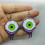 Yungqi Acrylic Heart Skull Dangle Earring Halloween Drop Earrings