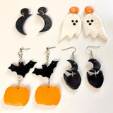 Halloween Polymer Clay Earrings Ghost Bat Pumpkin Moon Jewelry
