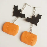 Halloween Polymer Clay Earrings Ghost Bat Pumpkin Moon Jewelry