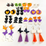 Halloween Polymer Clay Earrings Ghost Bat Pumpkin Moon Jewelry