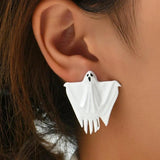 Spooky Ghost Metal Stud Earrings for Halloween Party
