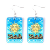 Halloween Cat Tarot Drop Earrings - Vintage Divination Card Dangle Jewelry