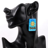 Halloween Cat Tarot Drop Earrings - Vintage Divination Card Dangle Jewelry