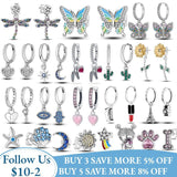 925 Silver Vintage Butterfly Earrings Star Moon Tassel Studs Halloween Jewelry