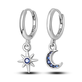 925 Silver Vintage Butterfly Earrings Star Moon Tassel Studs Halloween Jewelry