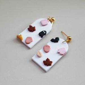 Polymer Clay Pumpkin Ghost Dangle Earrings Halloween Jewelry