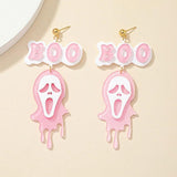 Funny Acrylic BOO Earrings for Women Fluorescent Powder Ghost Halloween Jewelry