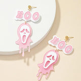 Funny Acrylic BOO Earrings for Women Fluorescent Powder Ghost Halloween Jewelry