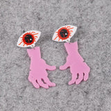 Acrylic Zombie Hand Blood Eye Dangle Earrings Gothic Jewelry