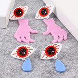 Acrylic Zombie Hand Blood Eye Dangle Earrings Gothic Jewelry