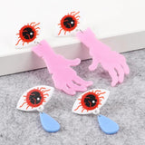 Acrylic Zombie Hand Blood Eye Dangle Earrings Gothic Jewelry