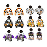 Rainbow Heart Pumpkin Bat Gnome Ghost Halloween Earrings