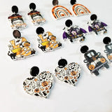 Rainbow Heart Pumpkin Bat Gnome Ghost Halloween Earrings