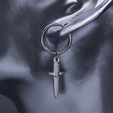 Harajuku Goth Hoop Earring Stainless Steel Dagger Drop Earrings