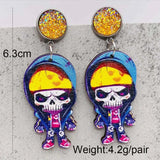 Halloween Wooden Cat Earrings for Women Holiday Jewelry