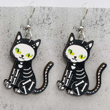 Halloween Wooden Cat Earrings for Women Holiday Jewelry