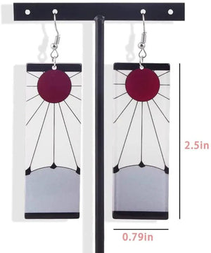 Demon Slayer Tanjiro Hanafuda Earrings Cosplay Jewelry Halloween Accessory