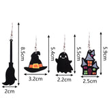 Ghost Castle Halloween Earrings Witch Hat Broom Drop