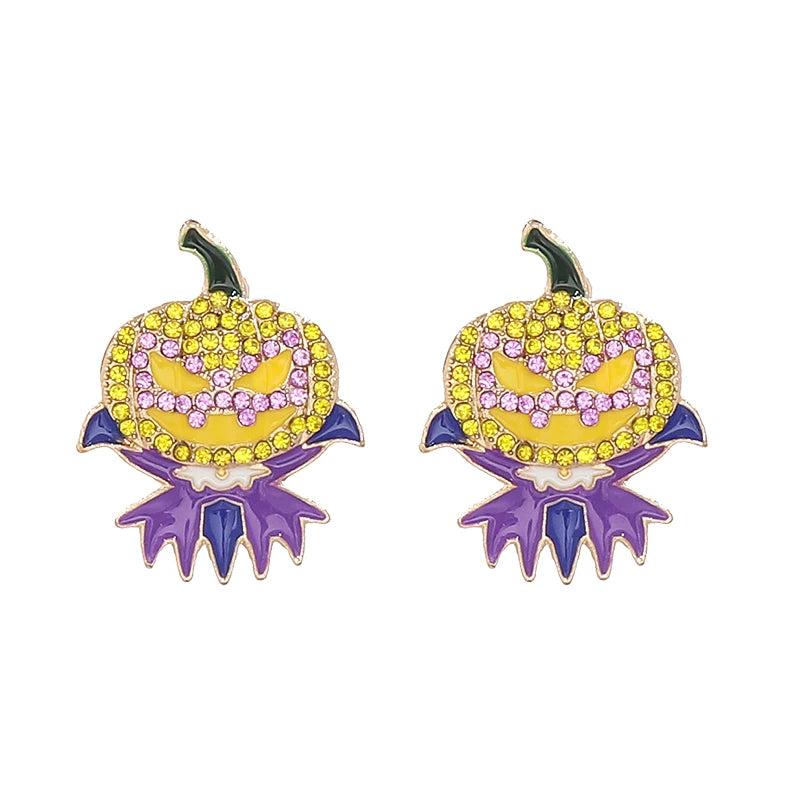 Pumpkin Halloween Earrings Vintage Crystal Wizard Earrings Jewelry Gift