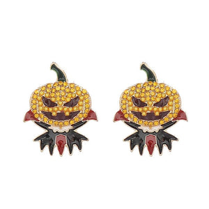 Pumpkin Halloween Earrings Vintage Crystal Wizard Earrings Jewelry Gift