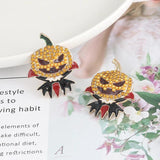 Pumpkin Halloween Earrings Vintage Crystal Wizard Earrings Jewelry Gift