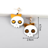 Halloween Mirror Bowknot Ghost Acrylic Earrings 