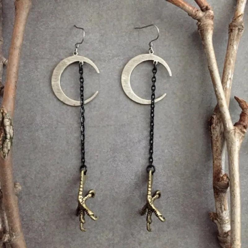 Gothic Moon Dangle Earrings Witch Punk Jewelry Gift Women Halloween