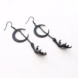 Gothic Moon Dangle Earrings Witch Punk Jewelry Gift Women Halloween