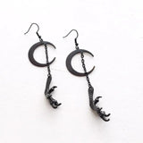 Gothic Moon Dangle Earrings Witch Punk Jewelry Gift Women Halloween