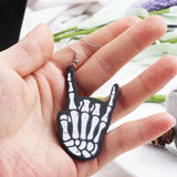 Funny Hand Skull Dangle Earrings for Women Girls