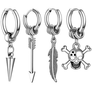 Skull Stud Earrings Stainless Steel Gothic Skeleton Halloween Party