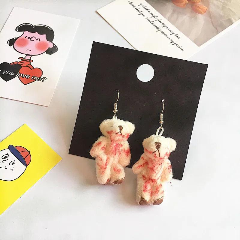 Bloody Hurt Bear Rabbit Doll Earrings Harajuku Grunge Party
