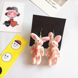 Bloody Hurt Bear Rabbit Doll Earrings Harajuku Grunge Party